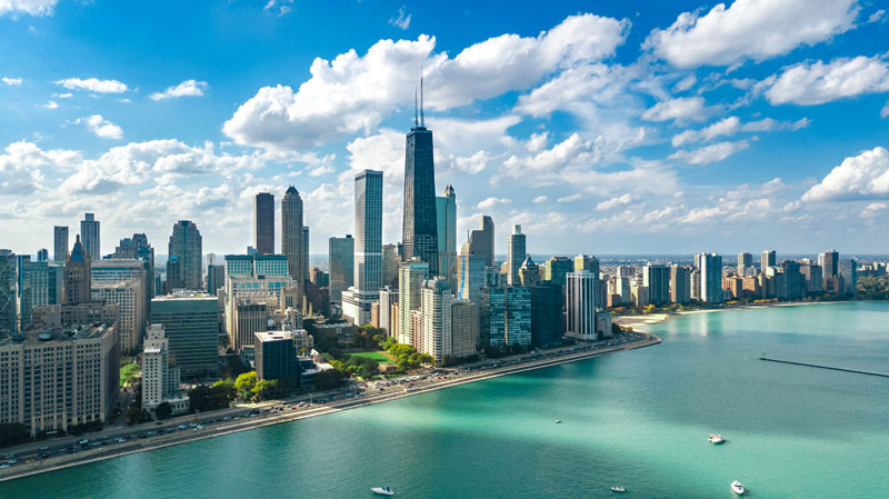 Chicago aerial skyline